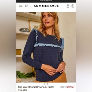 Summersalt Navy Knit Top with Blue Ruffle